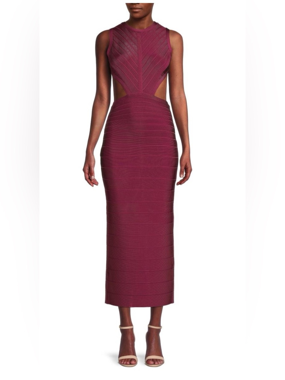 Herve Leger Midi Bandage cut out bandage dress Raspberry OPC8419415 NWT